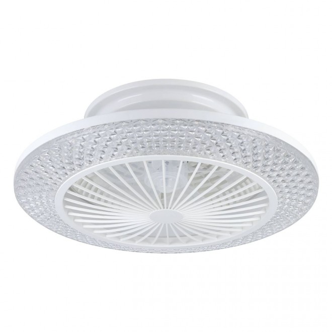 EGLO 35145 | Malinska Eglo ventilátoros lámpa mennyezeti kerek távirányító szabályozható fényerő, állítható színhőmérséklet, időkapcsoló 3x LED 4500lm 2700 <-> 6500K fehér, kristály hatás