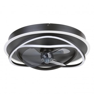 EGLO 35146 | Namori Eglo ventilátoros lámpa mennyezeti kerek távirányító szabályozható fényerő, állítható színhőmérséklet, időkapcsoló 4x LED 4400lm 2700 <-> 6500K fekete, opál