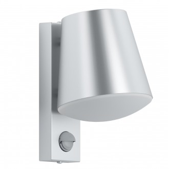 EGLO 97453 | Caldiero Eglo fali lámpa mozgásérzékelő 1x E27 IP44 nemesacél, rozsdamentes acél, fehér