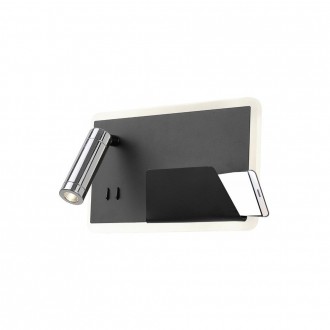 KLAUSEN 141001 | UNIQUE Board Klausen fali lámpa két kapcsoló 1x LED 624lm + 1x LED 160lm 3000K fekete, króm, fehér