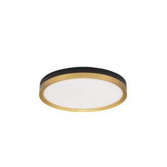 NOVA LUCE 9695236 | Cantria Nova Luce mennyezeti lámpa kerek 1x LED 1916lm 3000K fekete, sárgaréz, opál