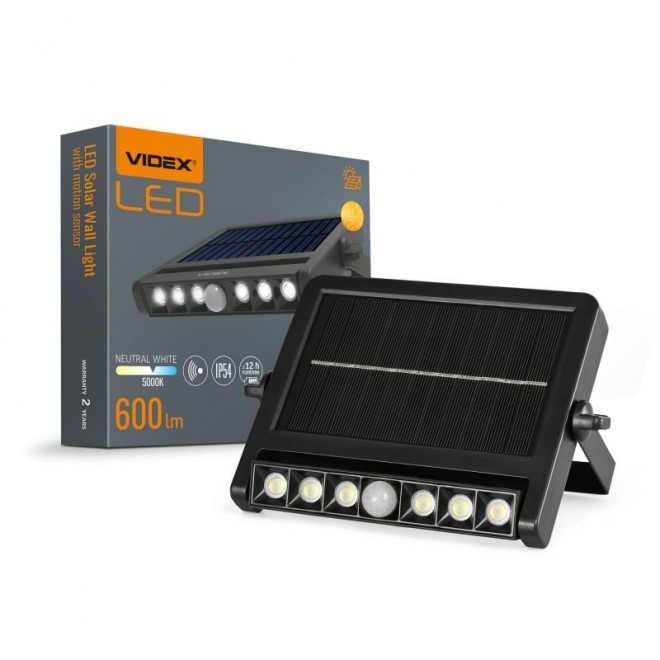 VIDEX VL-WLSO-025-S | Videx-SOL Videx fali lámpa - LEDMASTER 5741 - mozgásérzékelő napelemes/szolár LED fekete